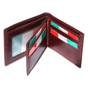 Mens hard leather wallet with flap