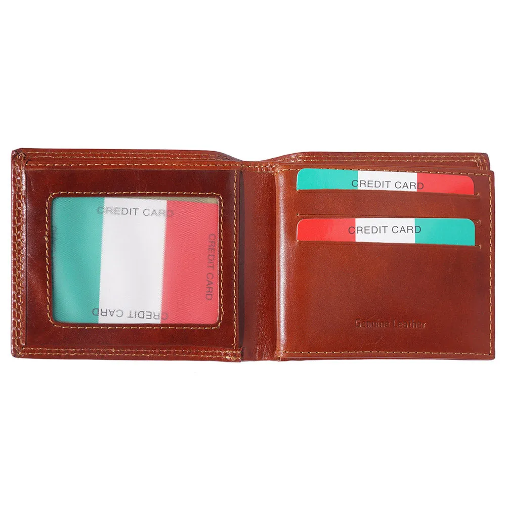 Mens hard leather wallet with flap
