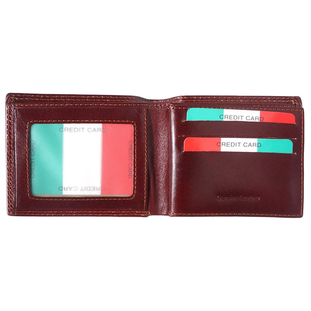 Mens hard leather wallet with flap