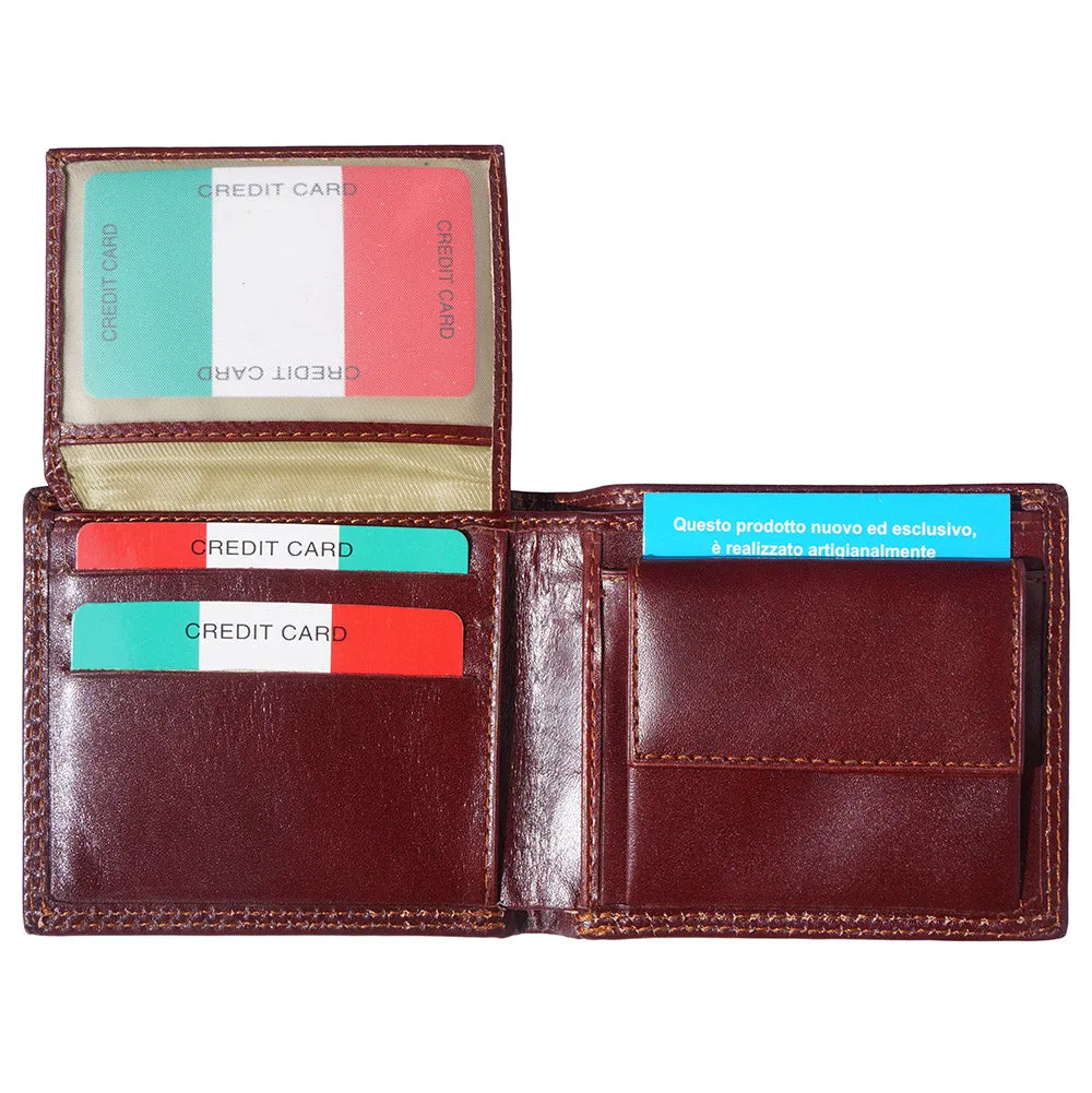 Mens hard leather wallet with pocket for coins