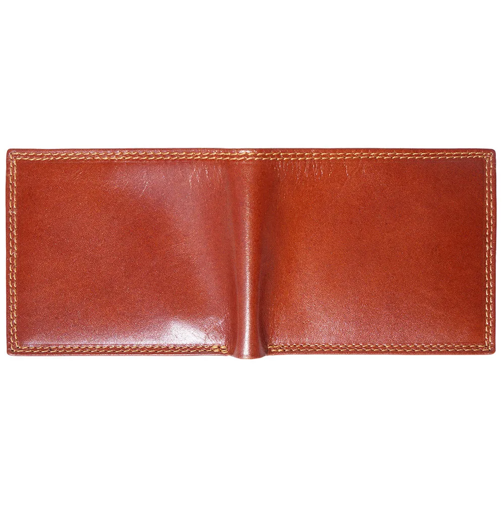 Mens hard leather wallet with pocket for coins