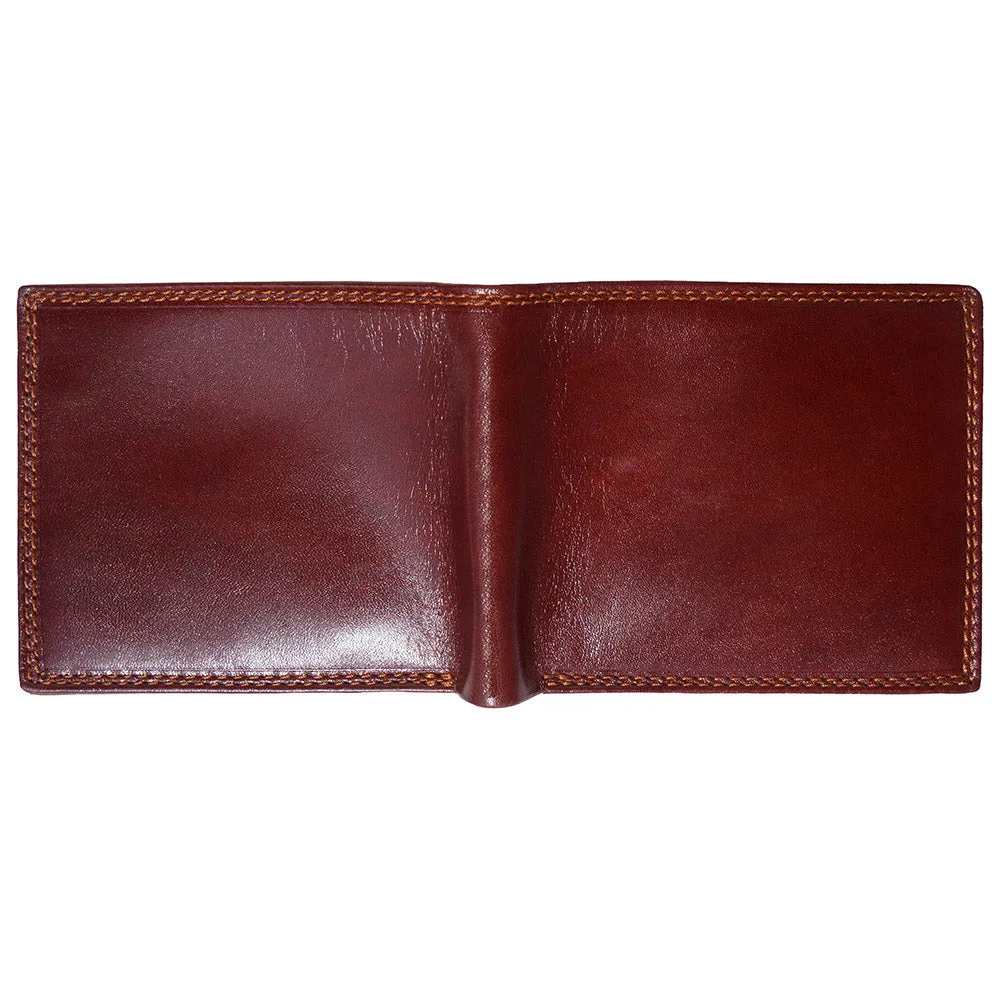 Mens hard leather wallet with pocket for coins