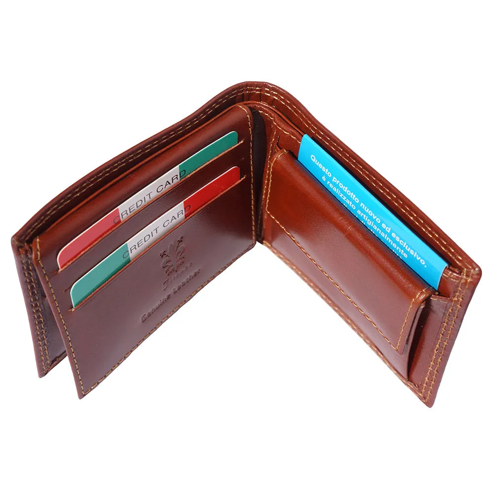 Mens hard leather wallet with pocket for coins