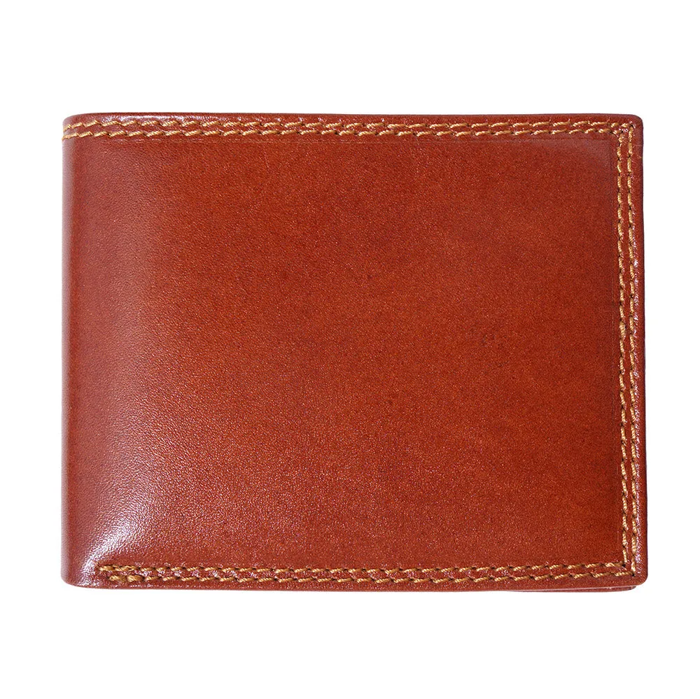 Mens hard leather wallet with pocket for coins