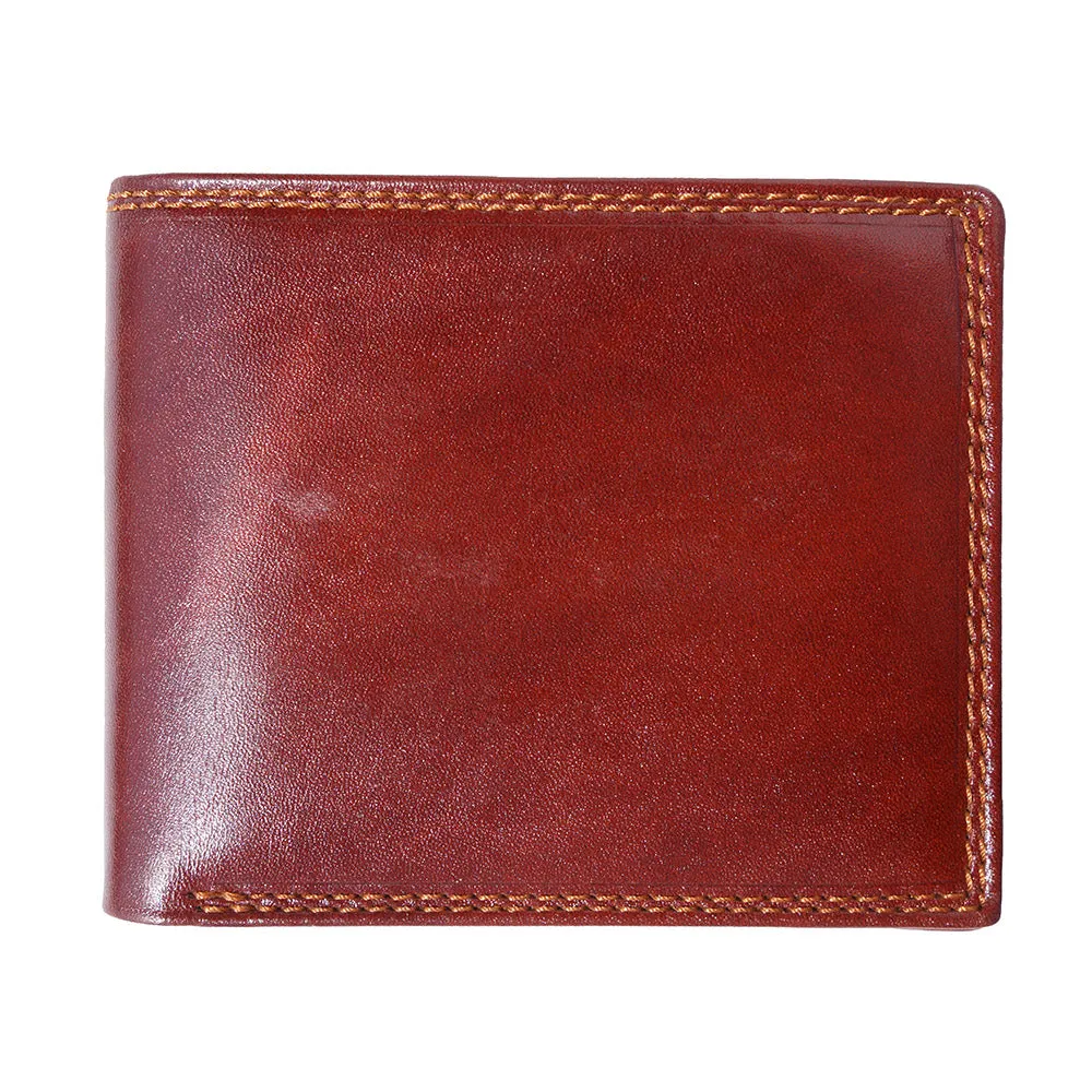 Mens hard leather wallet with pocket for coins