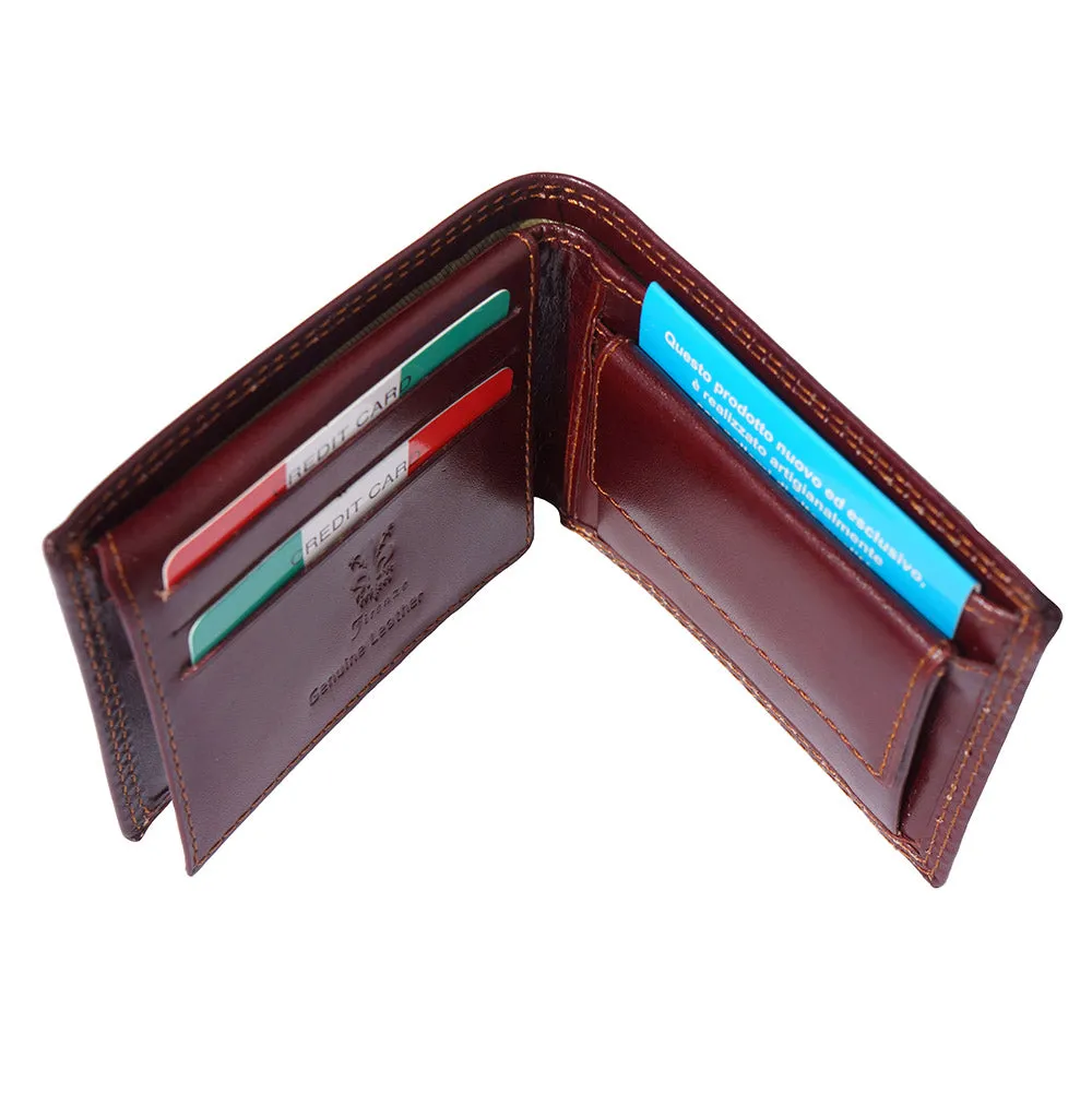 Mens hard leather wallet with pocket for coins