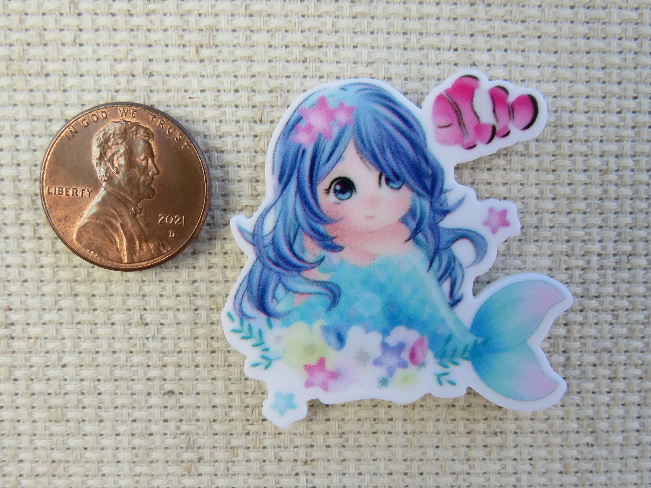 Mermaid with a Clown Fish Needle Minder, Cover Minder, Magnet