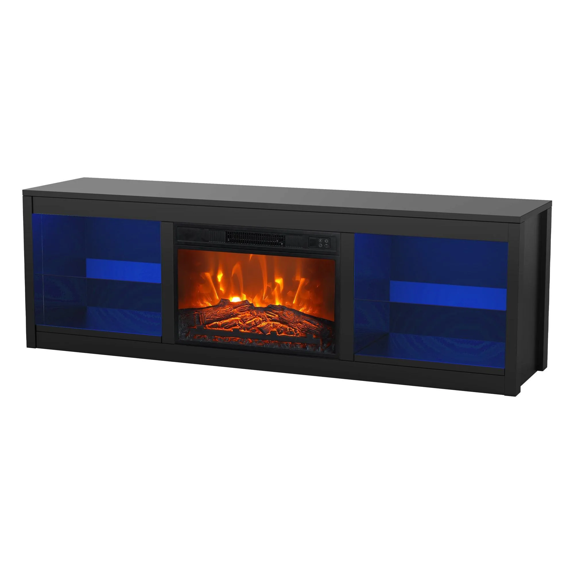 Modern 66" LED TV Stand with 23" Electric Fireplace for Living Room