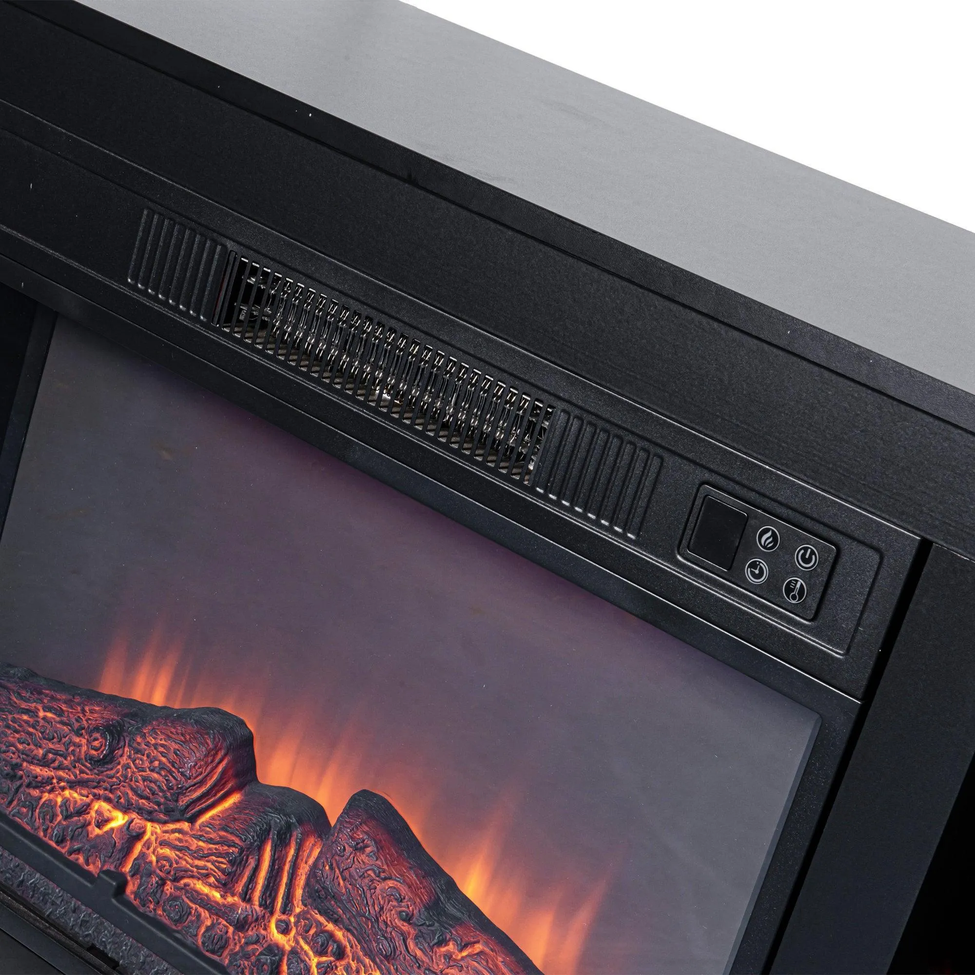 Modern 66" LED TV Stand with 23" Electric Fireplace for Living Room