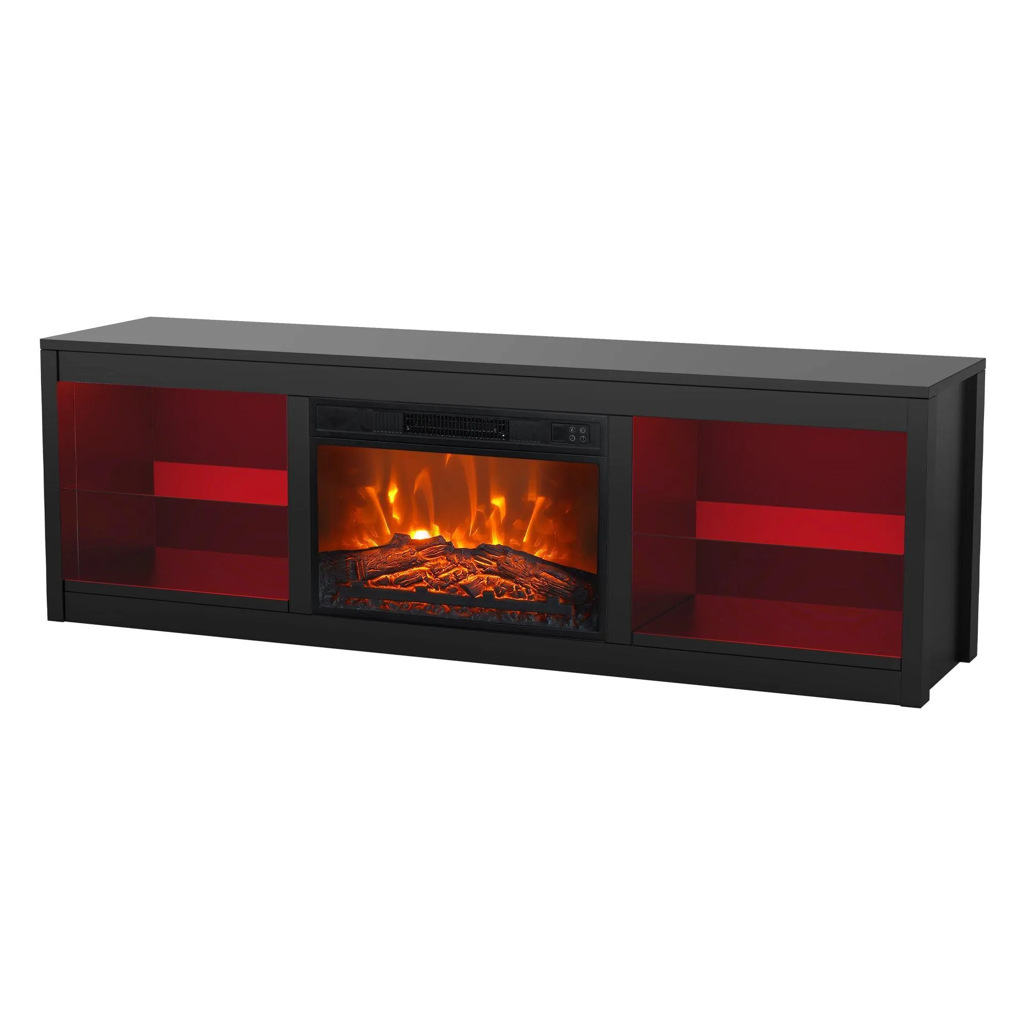 Modern 66" LED TV Stand with 23" Electric Fireplace for Living Room