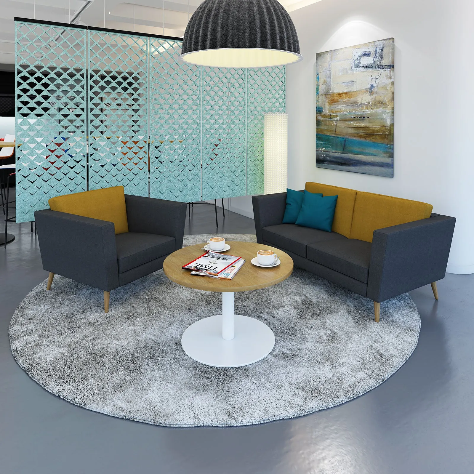 Monza circular coffee table with flat round base