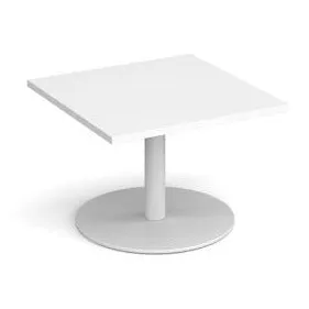 Monza square coffee table with flat round base