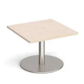 Monza square coffee table with flat round base