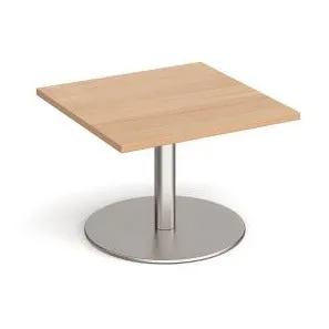 Monza square coffee table with flat round base