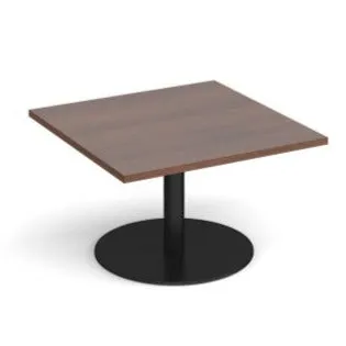 Monza square coffee table with flat round base