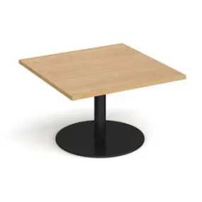 Monza square coffee table with flat round base