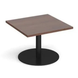 Monza square coffee table with flat round base