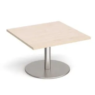 Monza square coffee table with flat round base