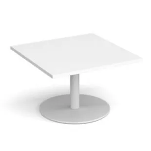 Monza square coffee table with flat round base