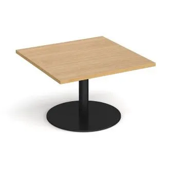 Monza square coffee table with flat round base