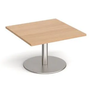 Monza square coffee table with flat round base