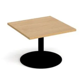 Monza square coffee table with flat round base