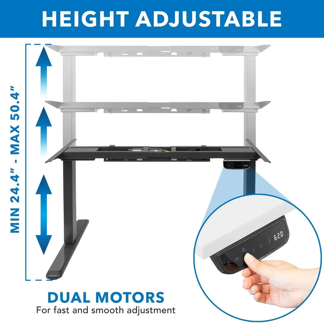 Mount-It! Dual Motor Electric Standing Desk (Frame Only), MI-8030