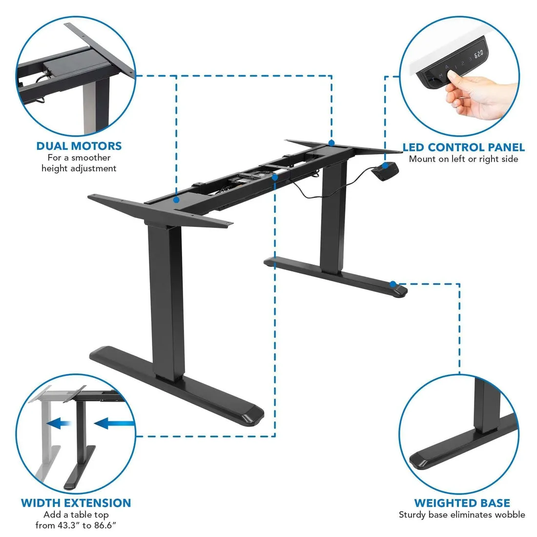 Mount-It! Dual Motor Electric Standing Desk (Frame Only), MI-8030