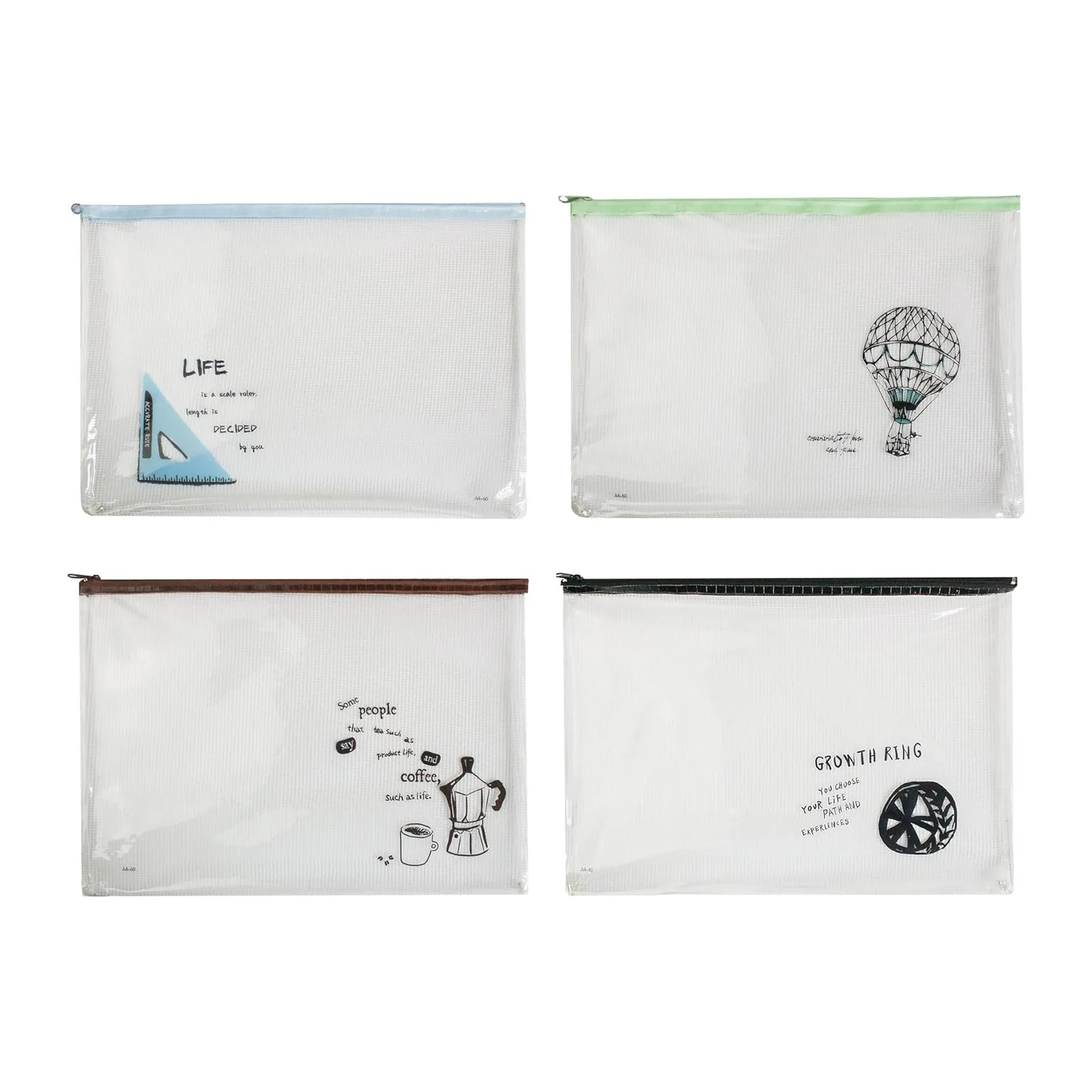 Objects A4 Zipper Document Pouches - Pack of 4