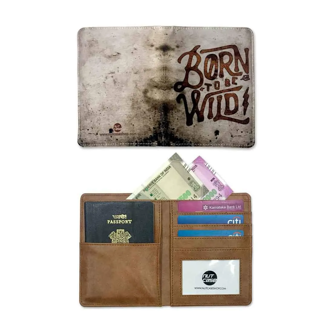 Passport Holder Leather Travel Wallet Organizer - Born To Be Wild