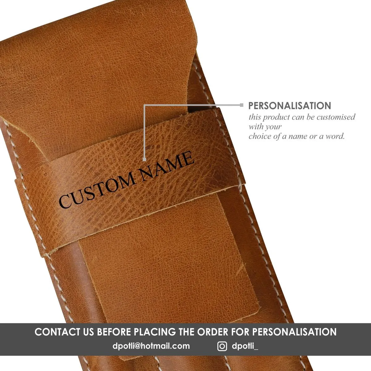 Pen Case with 3 Compartment- Chestnut Brown