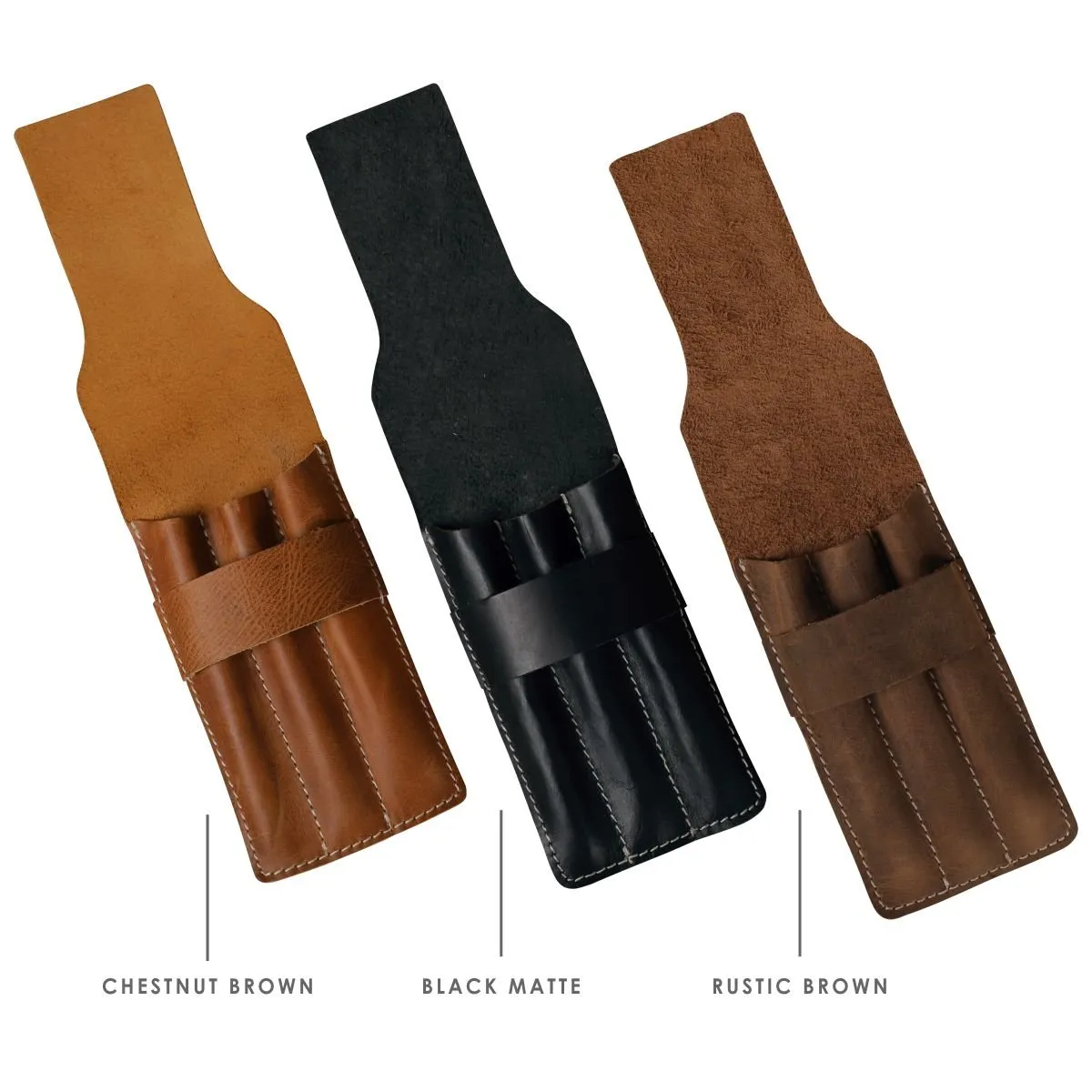 Pen Case with 3 Compartment- Chestnut Brown