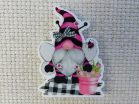 Pink and Black Gnome Needle Minder, Cover Minder, Magnet