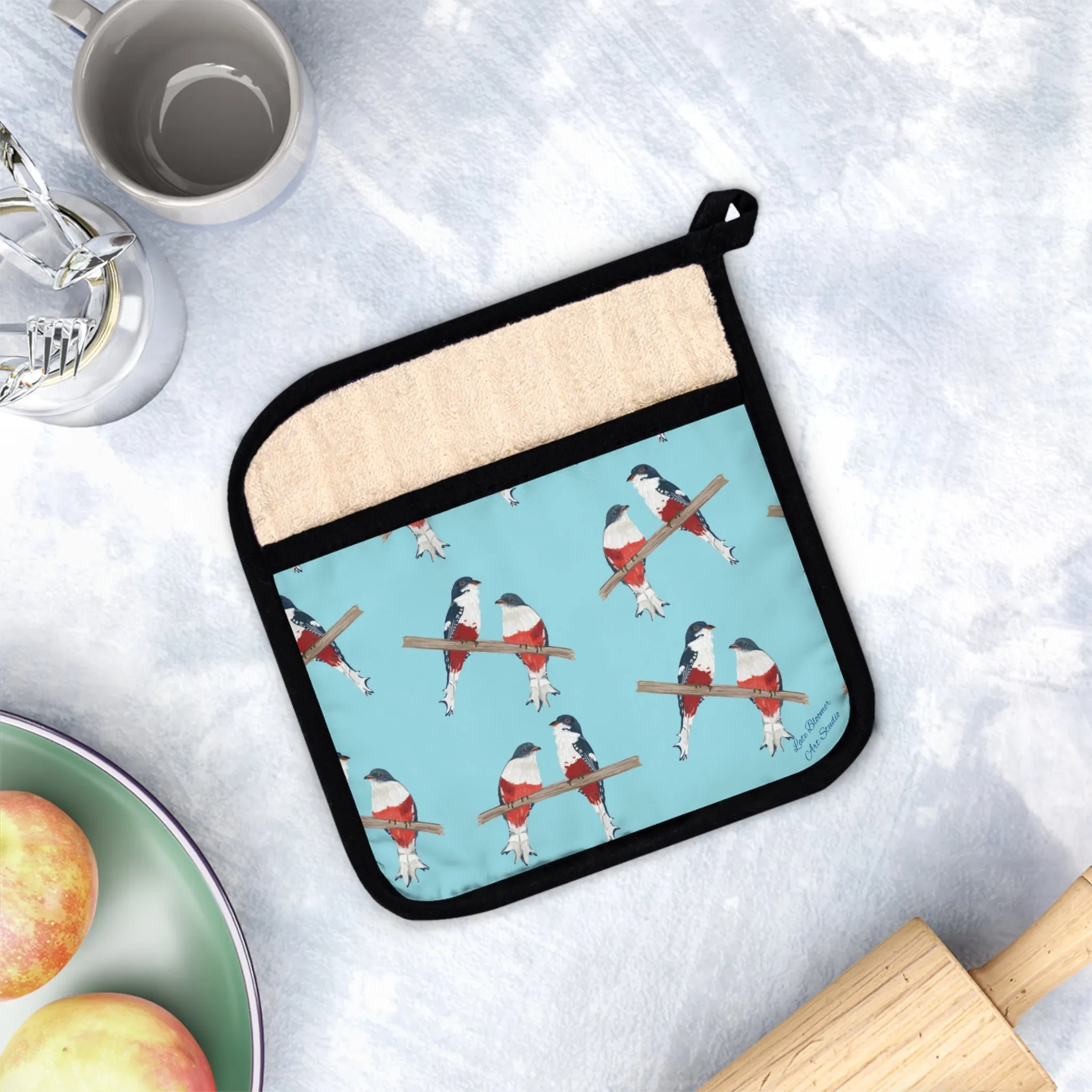 Pot Holder with Pocket - Cuban Trogon/Tocororo