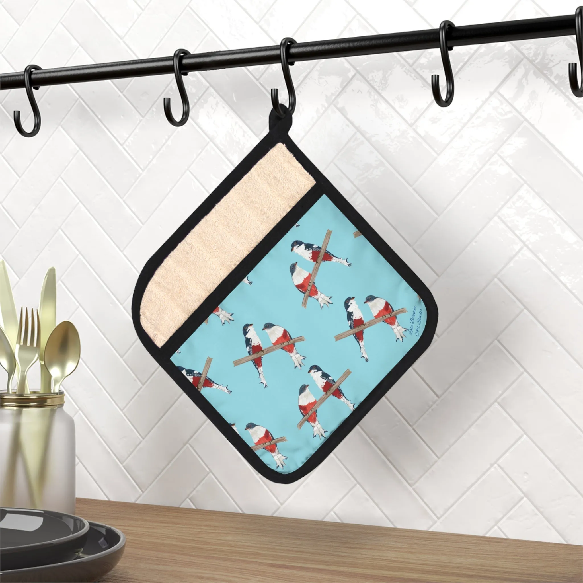 Pot Holder with Pocket - Cuban Trogon/Tocororo