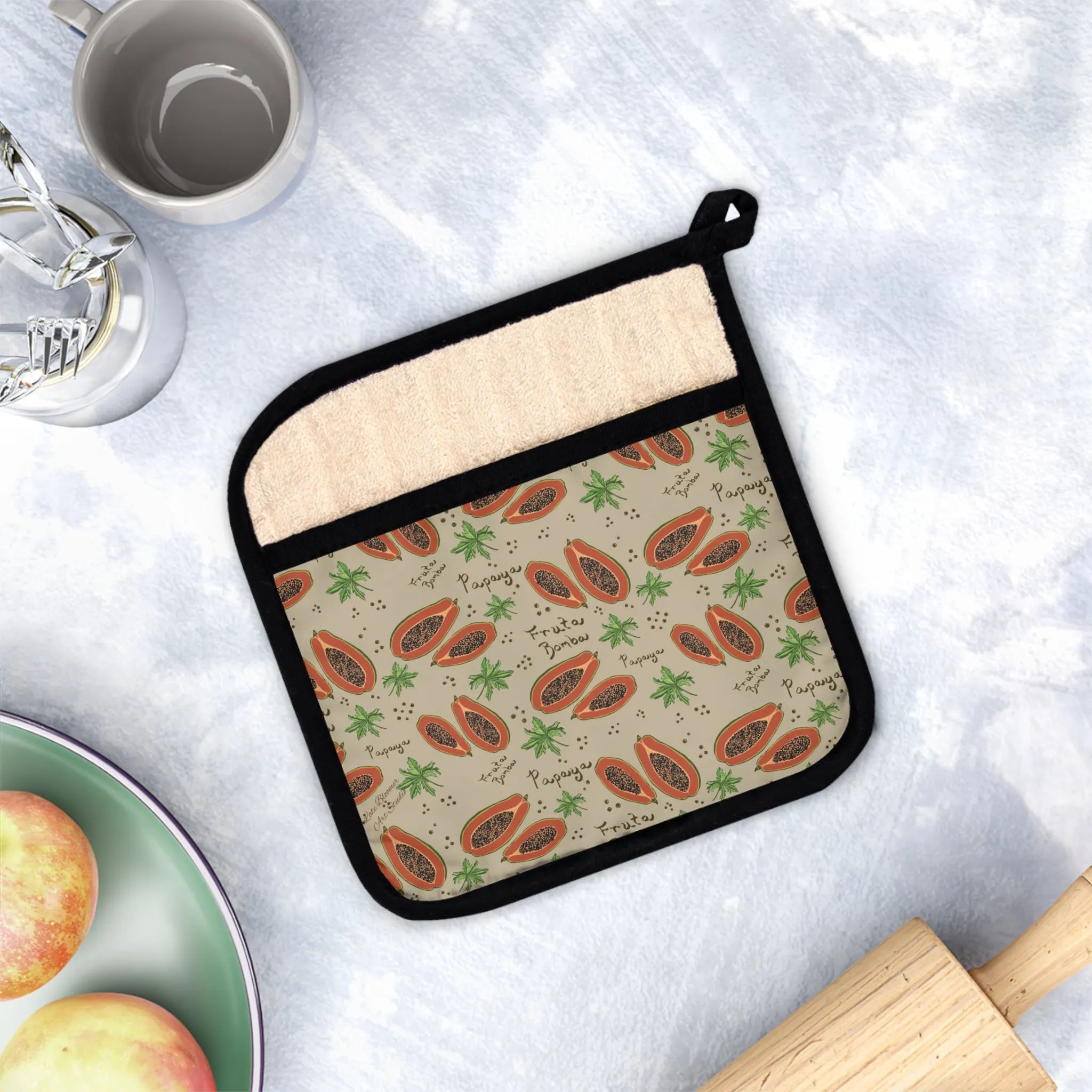 Pot Holder with Pocket - Fruta Bomba/Papaya
