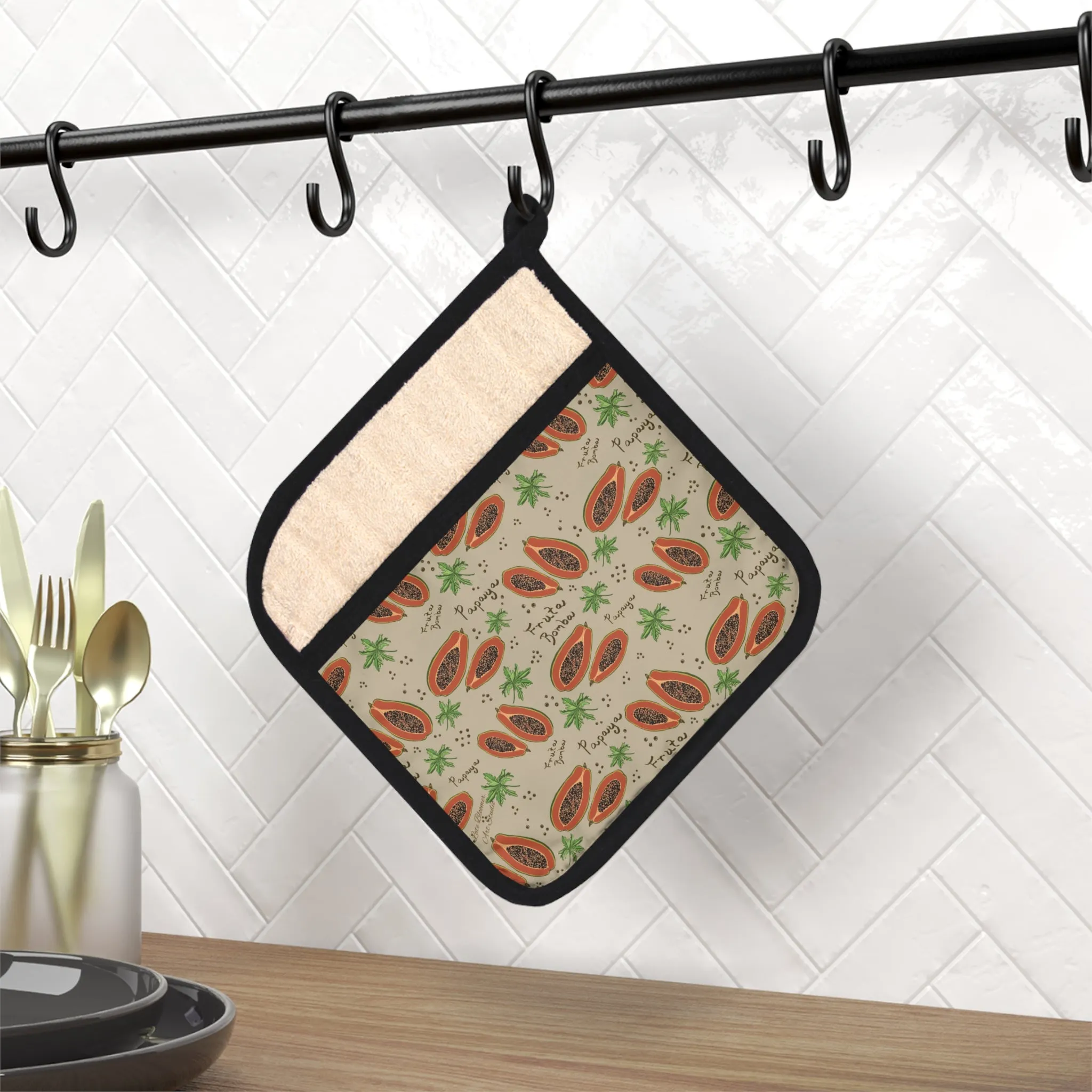 Pot Holder with Pocket - Fruta Bomba/Papaya