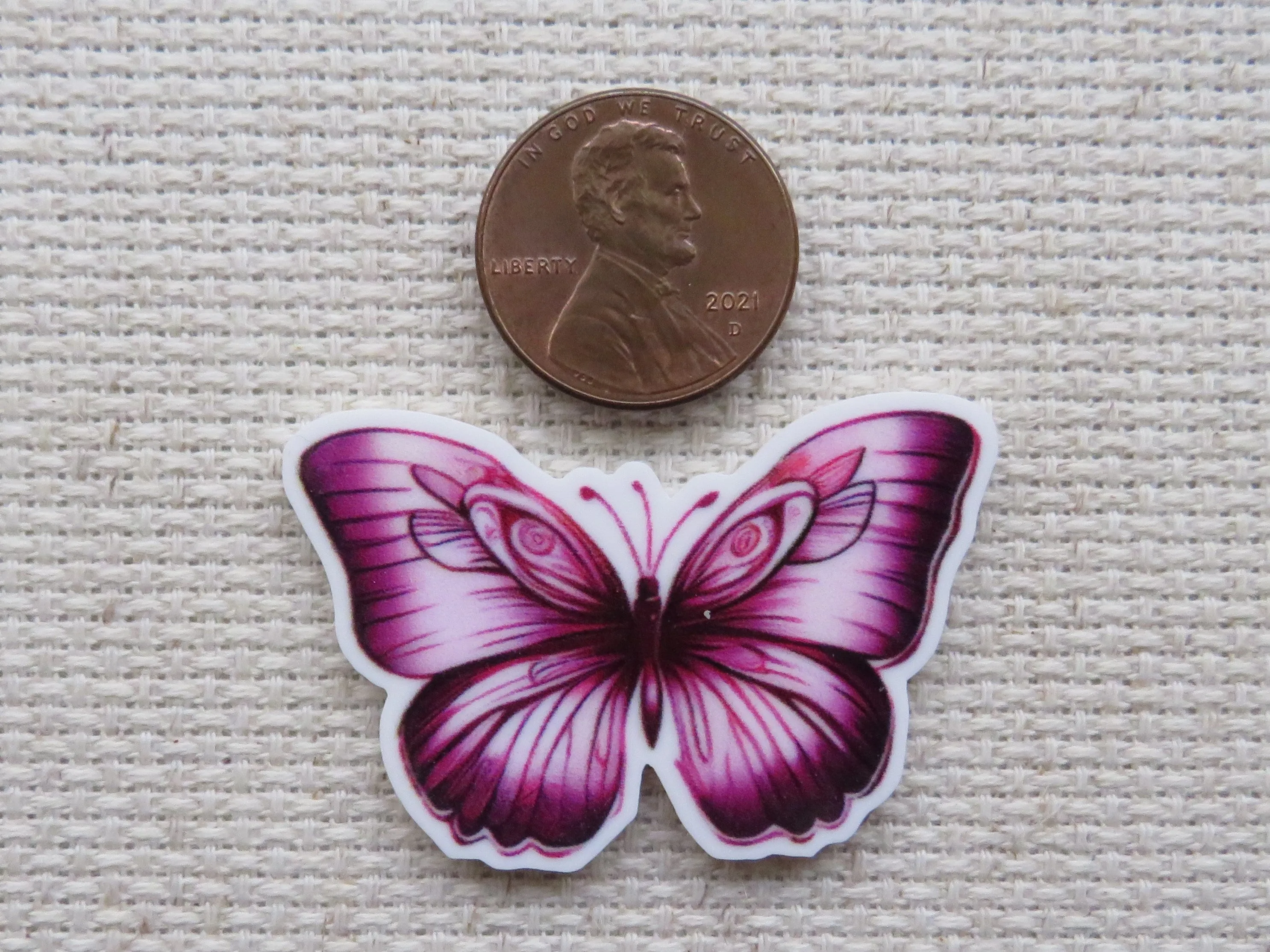 Pretty pink Butterfly Needle Minder, Cover Minder, Magnet
