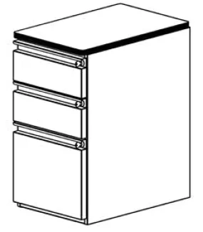 Production Basics 8570 Pedestal Drawer Unit, 2 - 6" and 1 - 12" Drawers Keyed Alike for Workstations, 14.25"W x 27"H