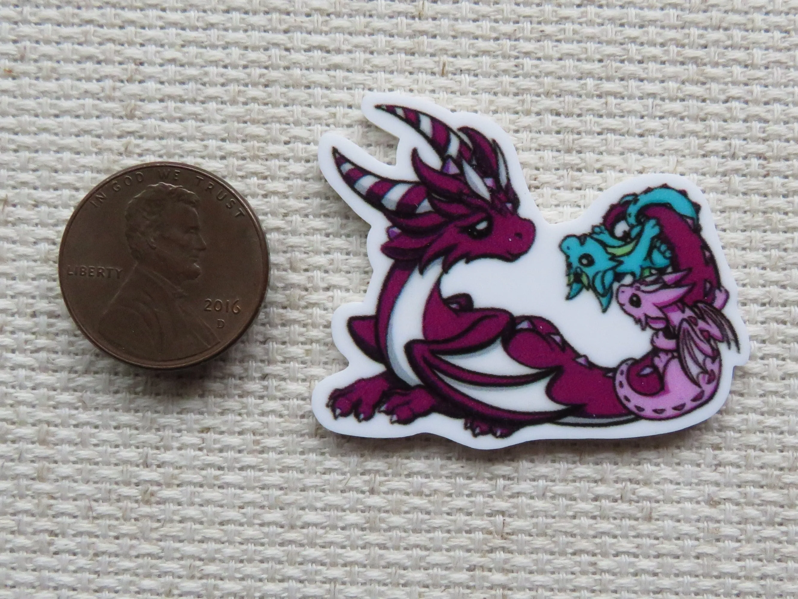 Purple Dragon with Babies Needle Minder, Cover Minder, Magnet