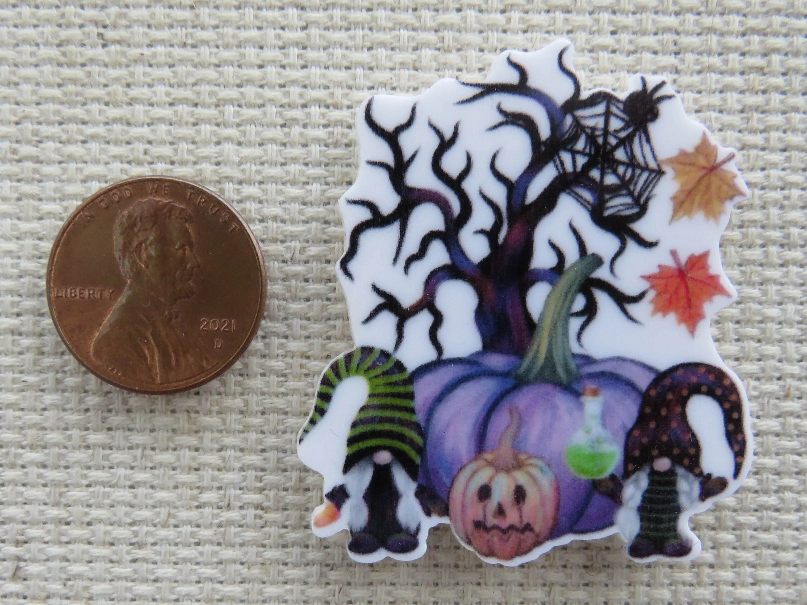 Purple Pumpkin Gnomes Needle Minder, Cover Minder, Magnet