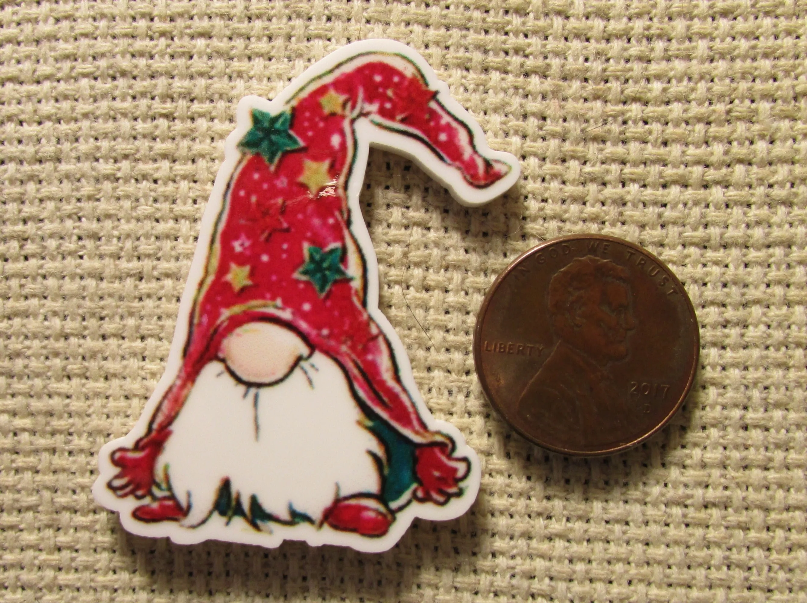 Red Christmas Gnome Needle Minder, Cover Minder, Magnet