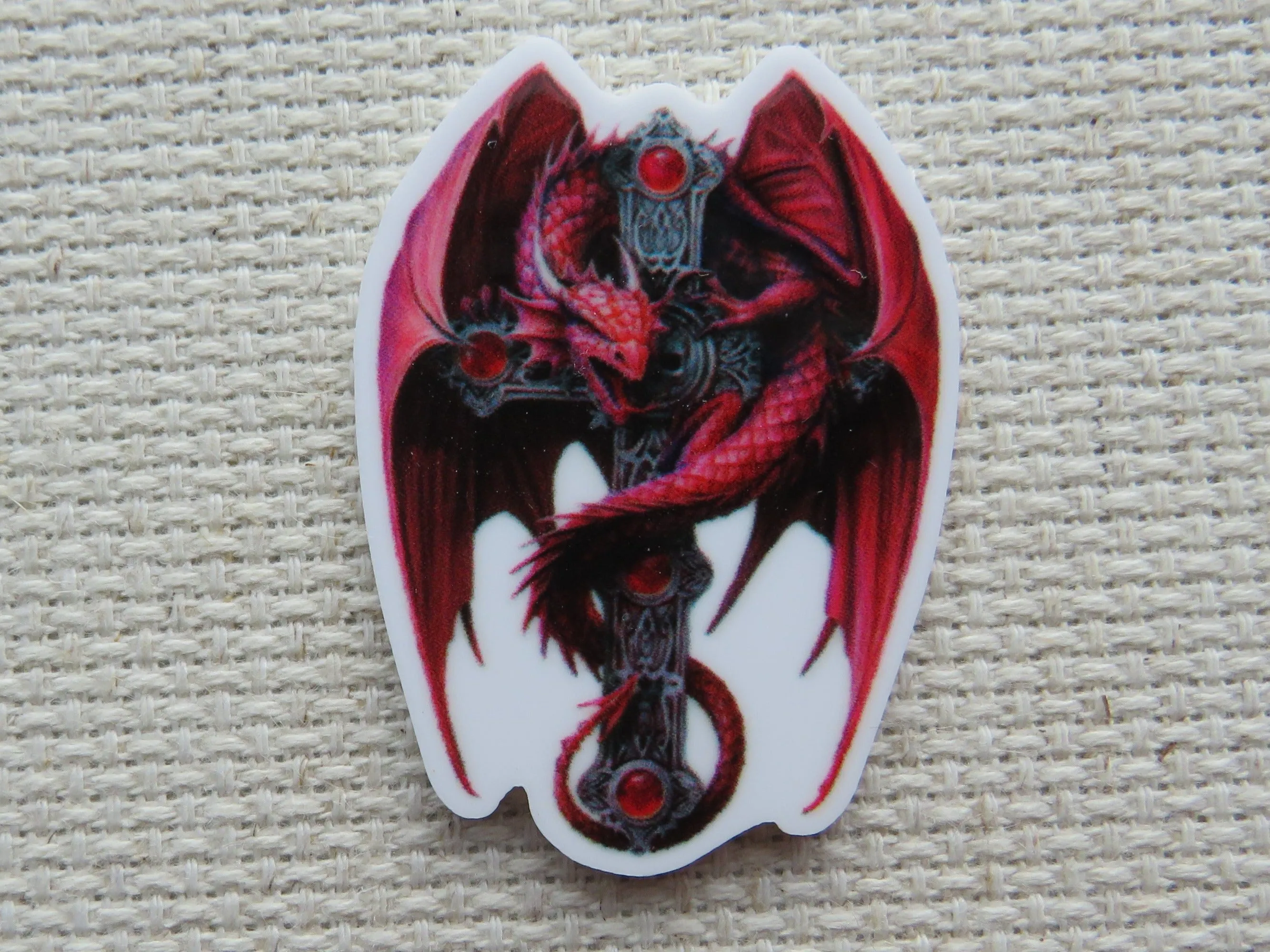 Red Cross Dragon Needle Minder, Cover Minder, Magnet