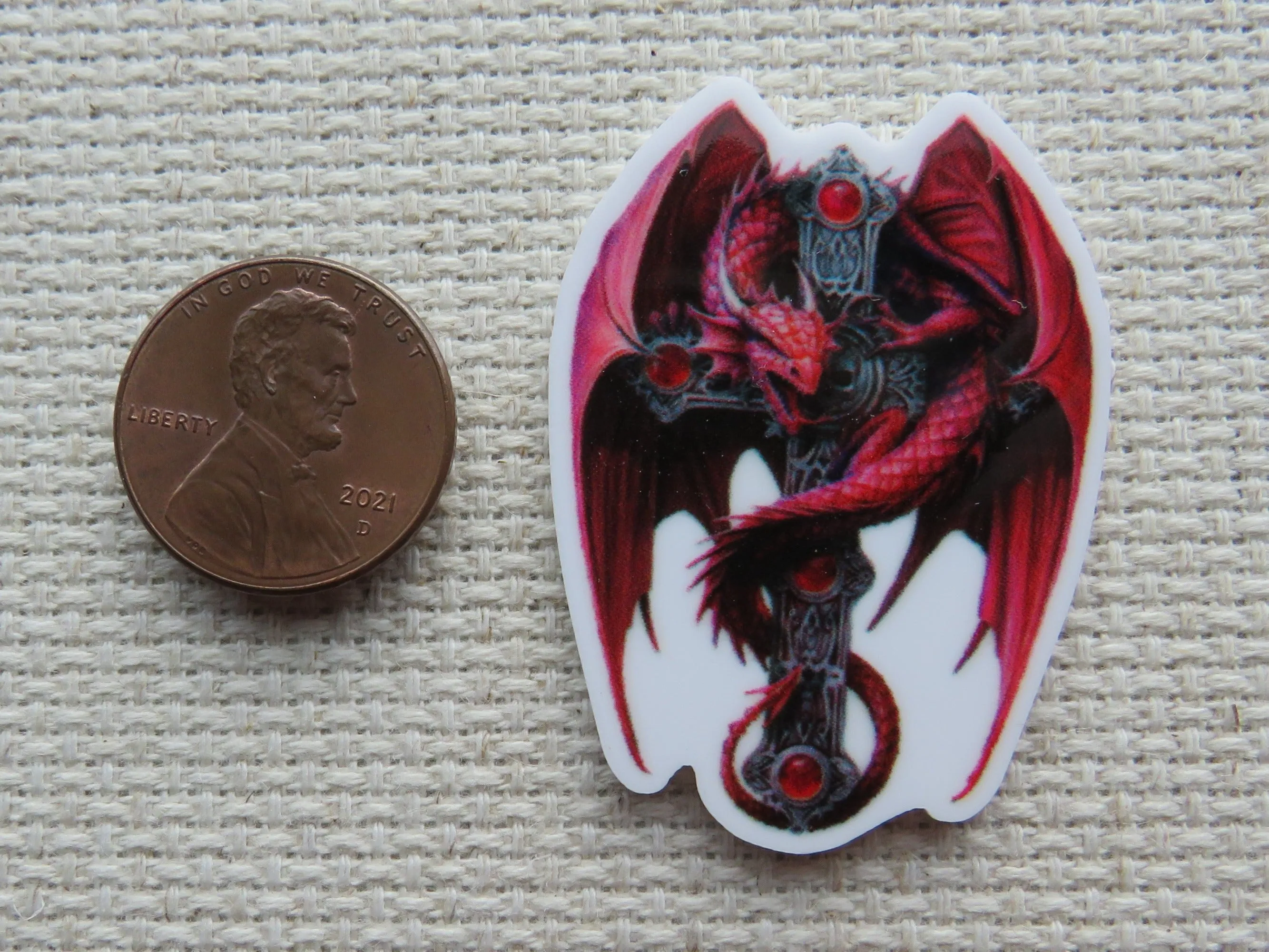 Red Cross Dragon Needle Minder, Cover Minder, Magnet