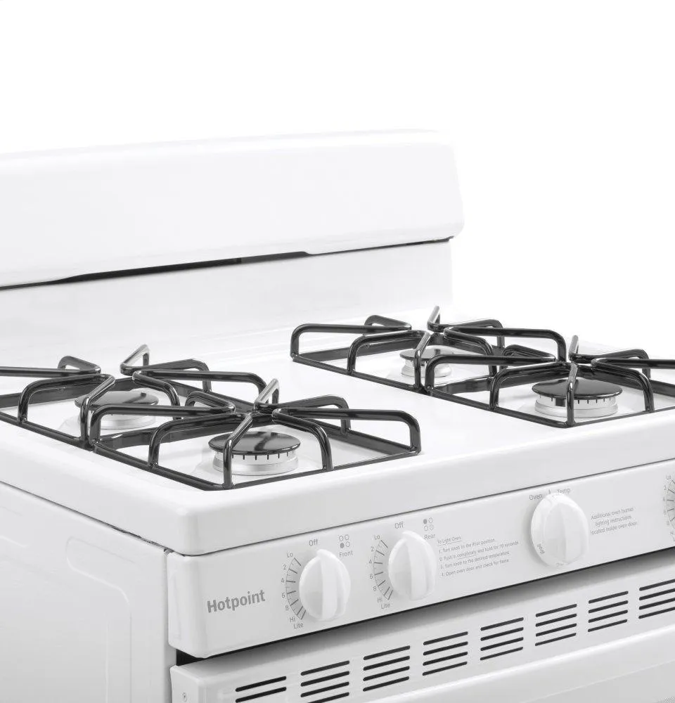 RGBS200DMWW Hotpoint® 30" Free-Standing Gas Range with Cordless Battery Ignition
