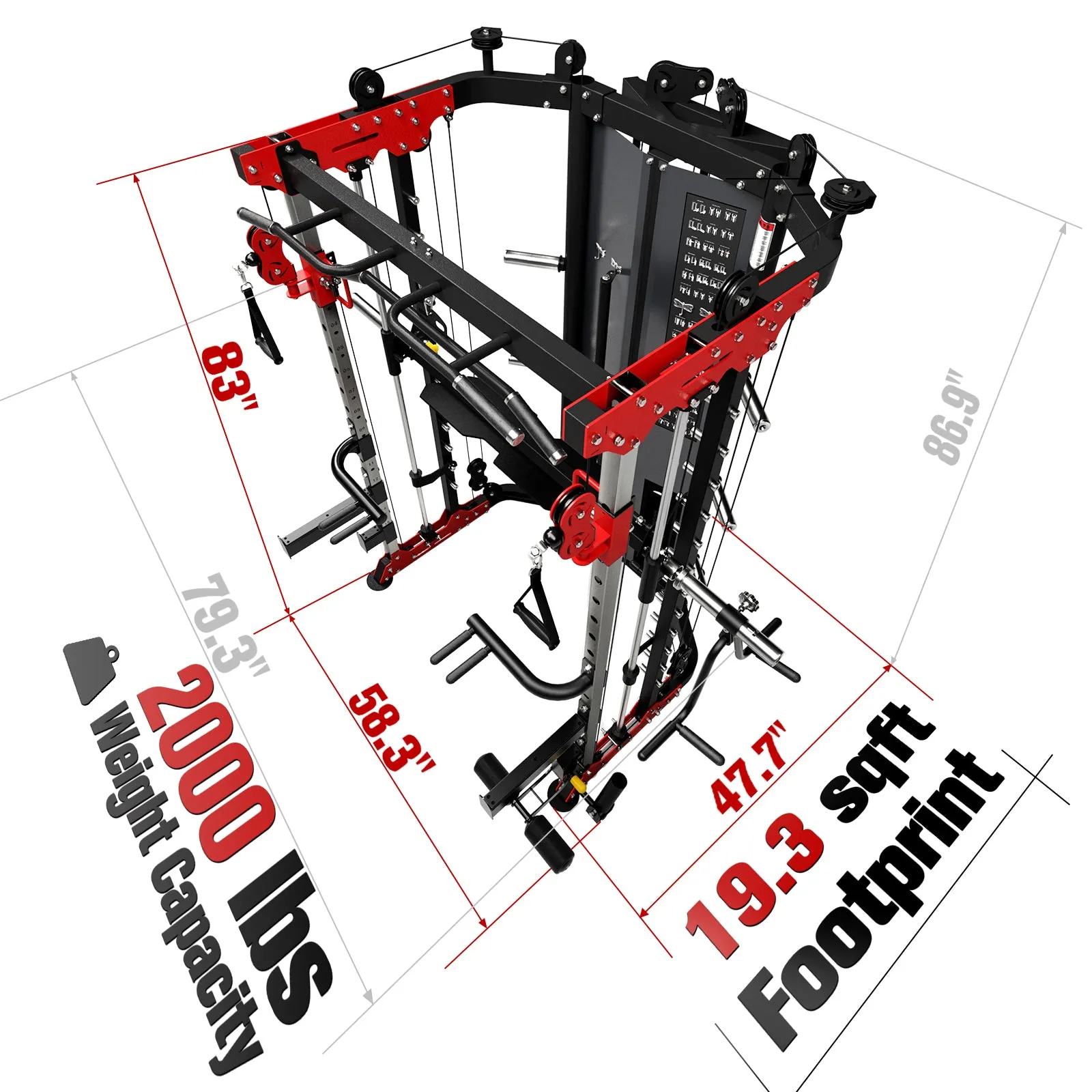 RitFit BPC05 Multifunctional Smith Machine with 260LB Weight Stacks