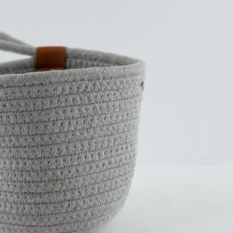 Rope Storage Basket For Planters & Essentials (Set Of 2) - Pewter Grey