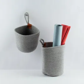 Rope Storage Basket For Planters & Essentials (Set Of 2) - Pewter Grey