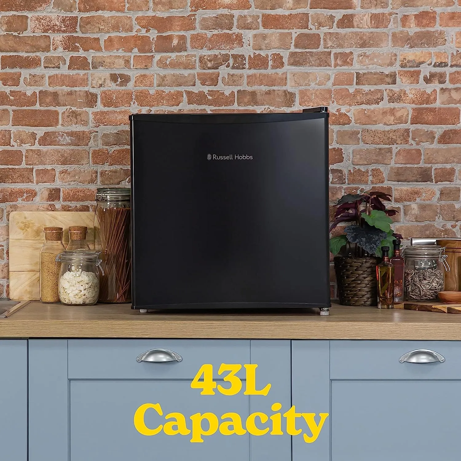 RUSSELL HOBBS - 43L Table Top F Energy Rating Fridge  Free Crepe Maker