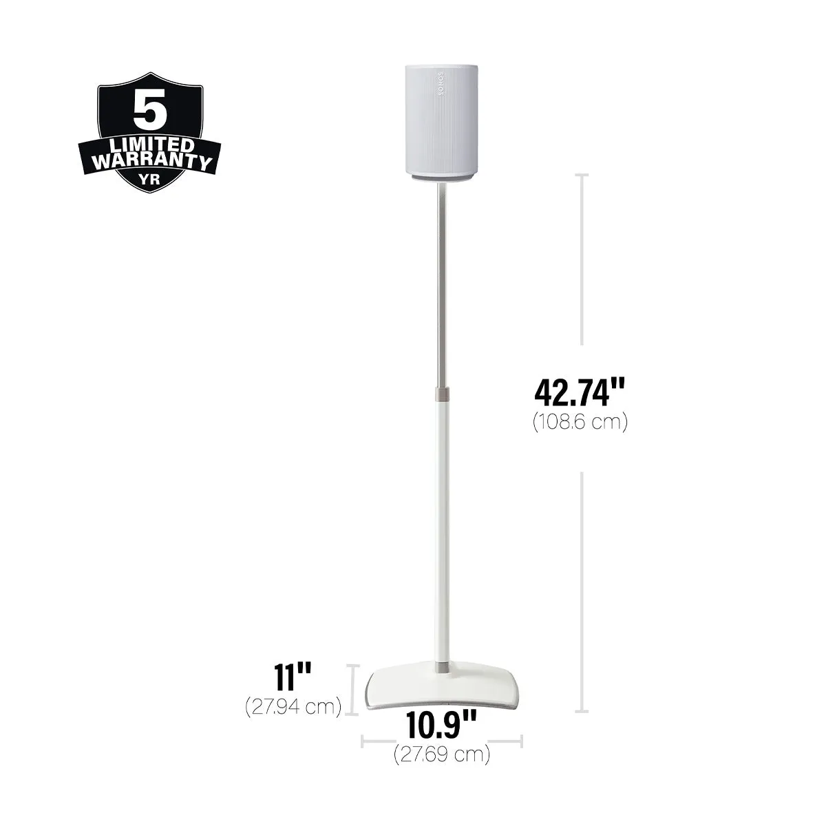 Sanus Height-Adjustable Speaker Stand for Sonos Era 100 - Each (White)